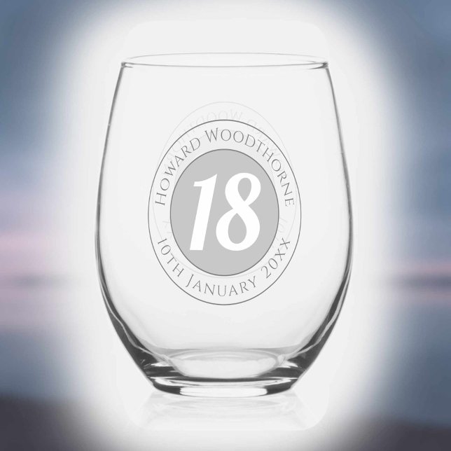 Birthday Celebration with Name, Age, & Birthday Stemless Wine Glass (Creator Uploaded)