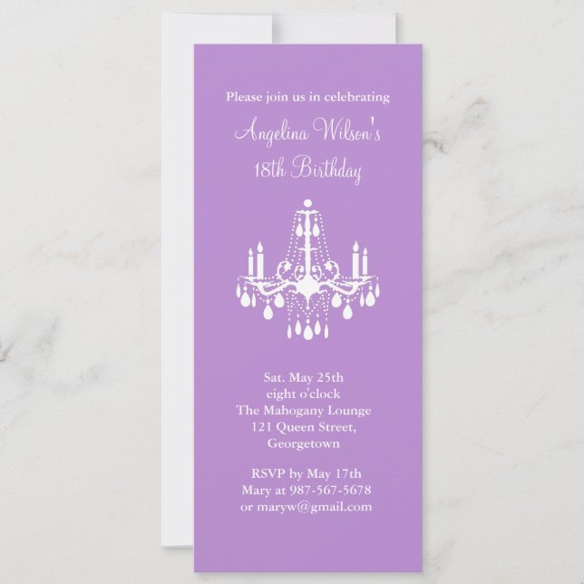Birthday Chandelier (purple) Invitation (Front)