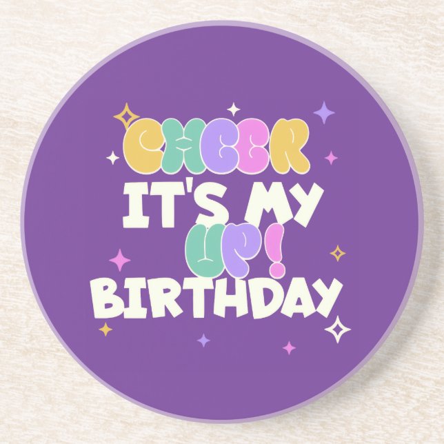 BIRTHDAY CHEER UP SANDSTONE COASTERS  (Front)