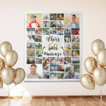 Birthday CHEERS TO # YEARS 42 Photo Collage Tapestry<br><div class="desc">Celebrate any age adult birthday for him or her with photo memories on this banner sign tapestry backdrop utilising this easy-to-upload photo collage template with 42 pictures through the years and the title CHEERS TO # YEARS in a modern calligraphy script typography and personalised with a name or your custom...</div>