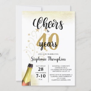Birthday CHEERS TO # YEARS Black Gold Script Invitation