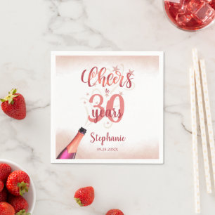 Birthday CHEERS TO # YEARS Rose Gold Script Napkin