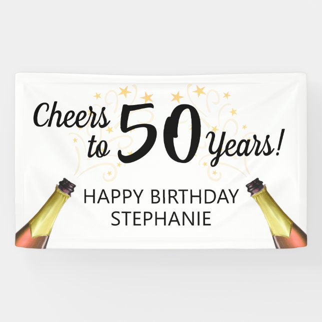 Birthday CHEERS TO YEARS Script Custom Colours Banner (Horizontal)
