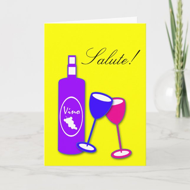 Birthday Cheers Wine Bottle And Glasses Card (Front)