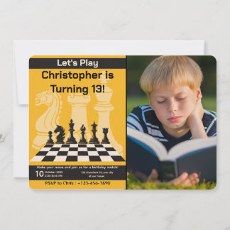 Birthday Chess Invitation Game Theme with Picture