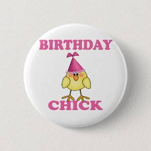 Birthday chick 6 cm round badge