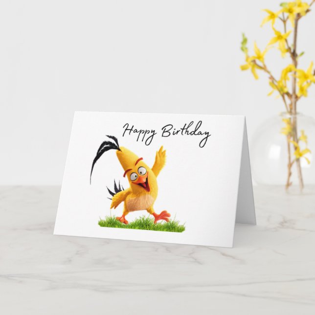 Birthday Chick Card (Yellow Flower)