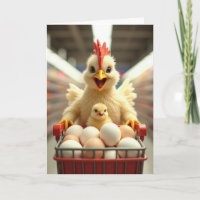 Birthday Chicken With Eggs In a Shopping Cart