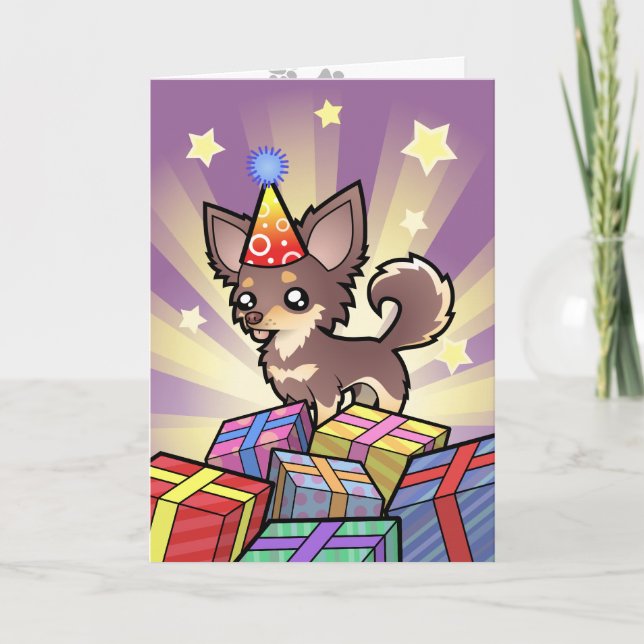 Birthday Chihuahua (long coat) Card (Front)