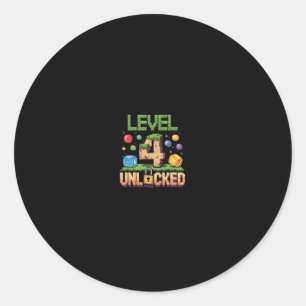 Birthday Children's Shirt Level 4 Unlocked 4 Classic Round Sticker