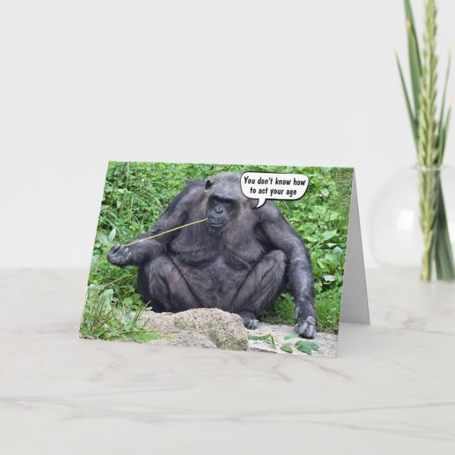 Birthday Chimpanzee Getting Older Humour Card (Front)
