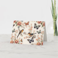Birthday Chinoiserie Bird and Butterfly Harmony
