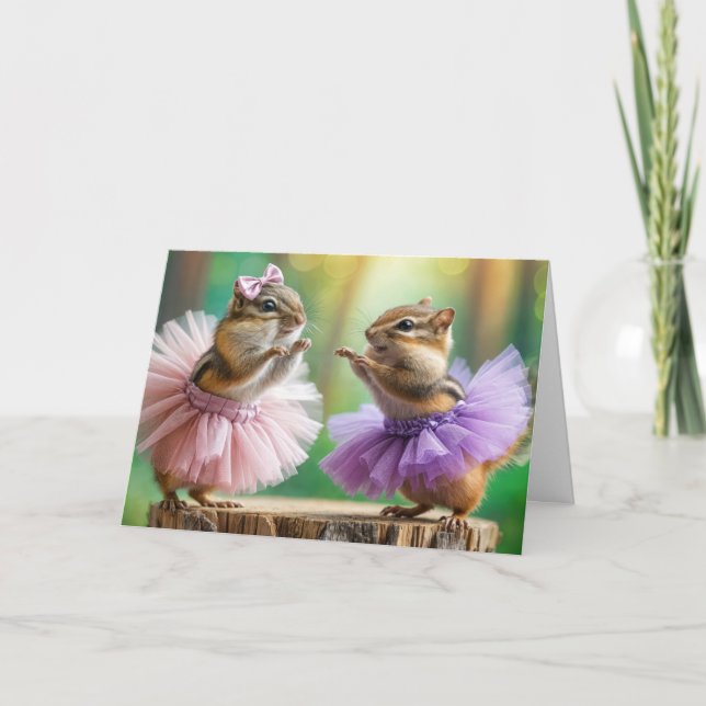 Birthday Chipmunks  Dancing Card (Front)