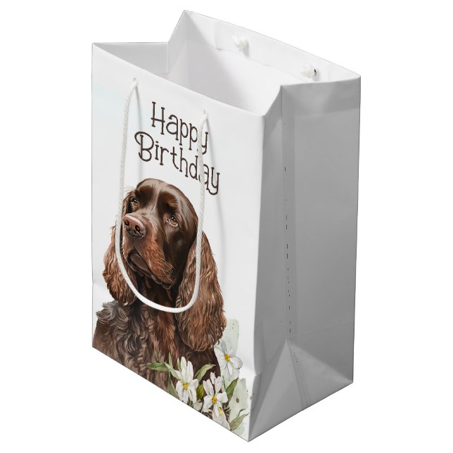 Birthday Chocolate Cocker Spaniel   Medium Gift Bag (Front Angled)