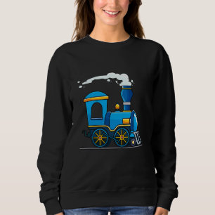 Birthday Choo Choo Blue Train Lovers Kids Boys Gir Sweatshirt