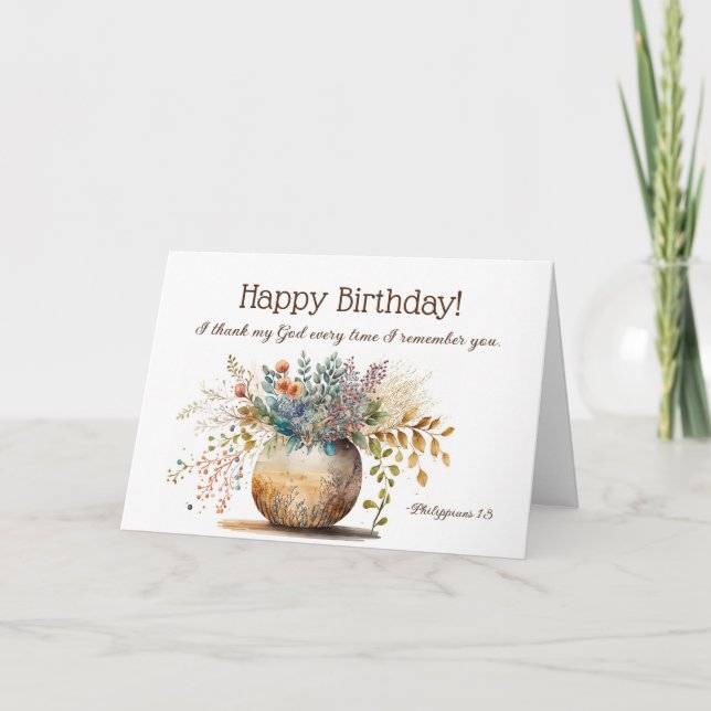 Birthday Christian Bible Verse Elegant Floral Card (Front)