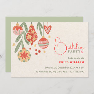 Birthday christmas ornament  invitation