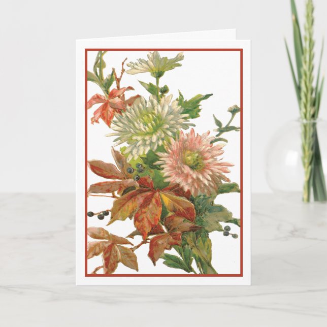 Birthday Chrysanthemum Autumn Fine Art Card (Front)