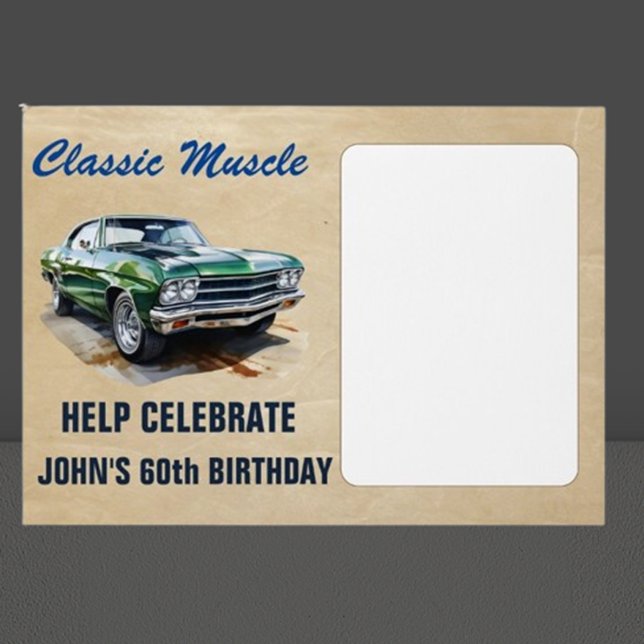 Birthday Classic American Muscle Car (Celebrate your special day with a vibrant green muscle car illustration!)