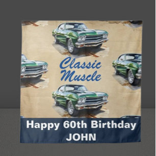 Birthday Classic Muscle Car backdrop Tapestry