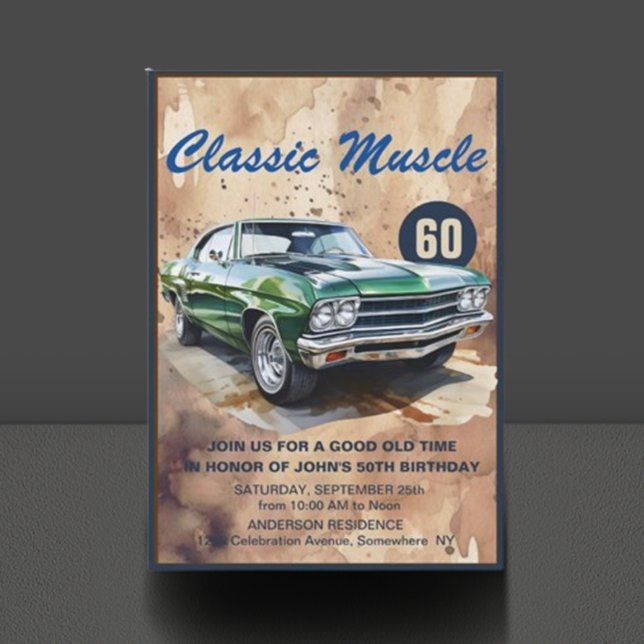 Birthday Classic Muscle Car  Invitation (Rev up the fun with our Birthday Classic Muscle Car Invitation! )