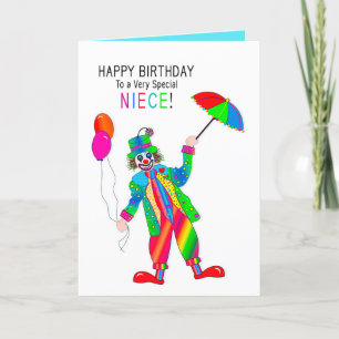 Birthday, Clown, Niece, Kaleidoscope Collection Card