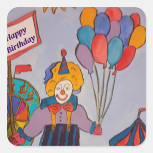 Birthday Clown  Square Sticker