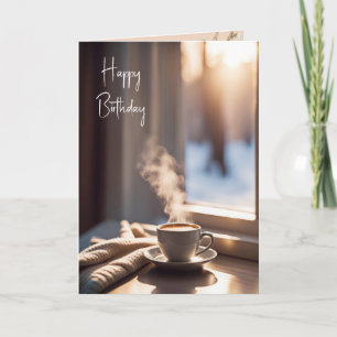 Birthday Coffee By Window Card