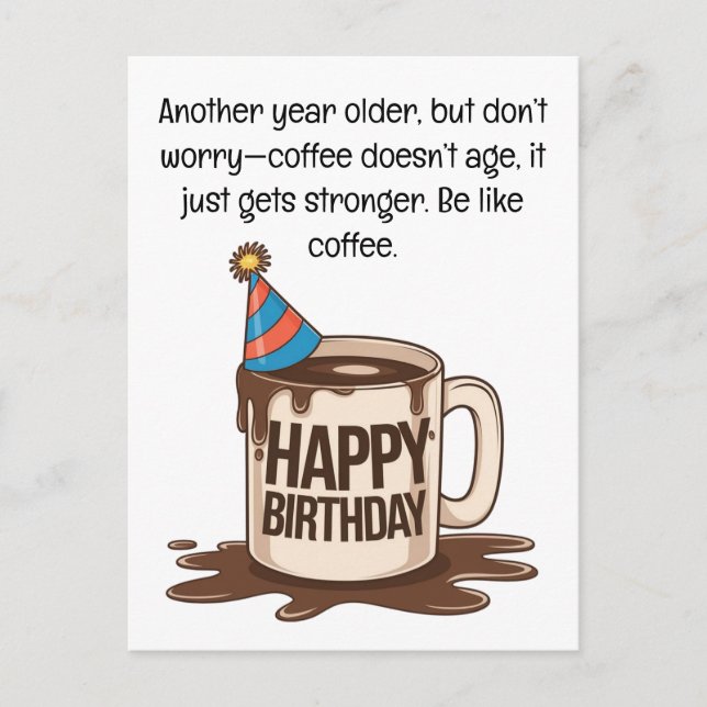 Birthday Coffee Cup Card: Brew-tiful Wishes  Postcard (Front)