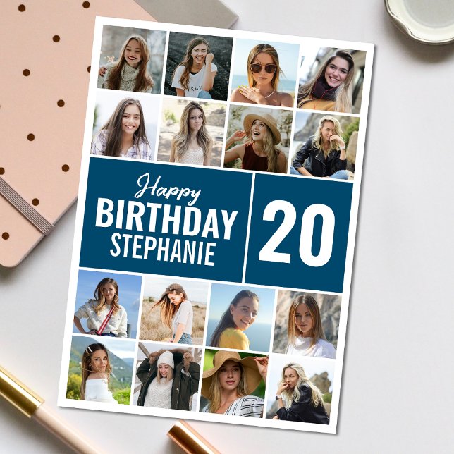 Birthday Collage | Photo Any Age Custom Greeting Card (Personalize the collage birthday greeting card to create a special keepsake for your loved one!)