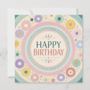 Birthday Colorful Retro Circle Pattern Card