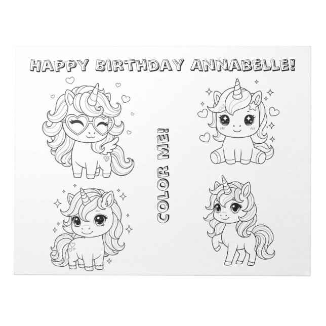 Birthday Coloring Notepad – Animals Party Activity (Front)