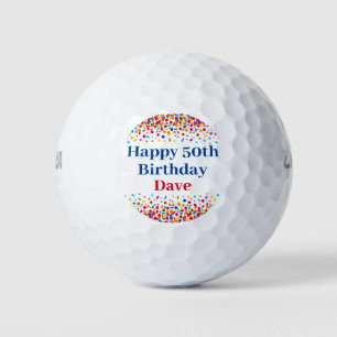 Birthday Colourful Confetti Add Name Age Golf Balls