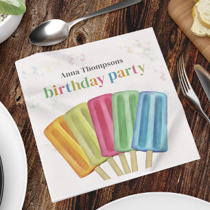 Birthday Colourful Simple Popsicles Cute Summer Napkin