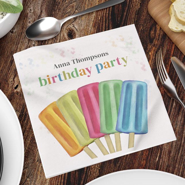 Birthday Colourful Simple Popsicles Cute Summer Napkin (Creator Uploaded)