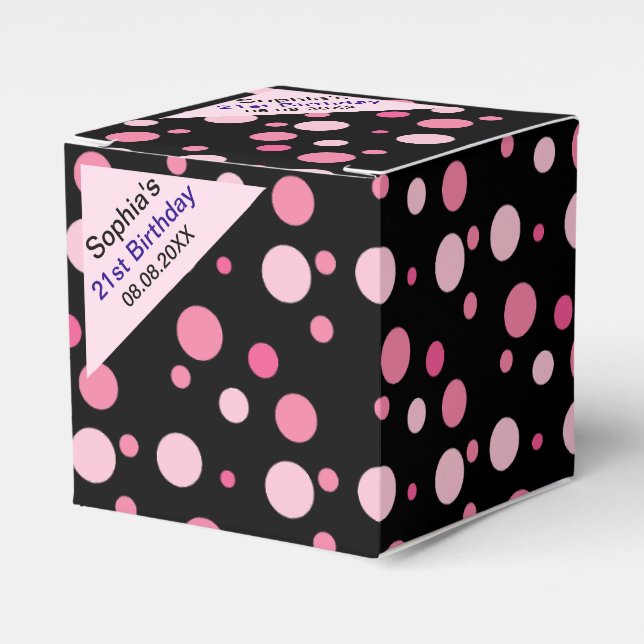 Birthday Colourful Striped Monogram Name  Favour B Box (Front Side)