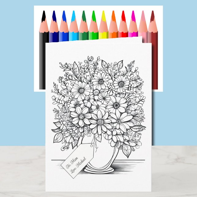 Birthday Colouring Card Child to Personalise Flora (Creator Uploaded)
