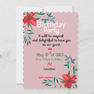 Birthday colours  invitation