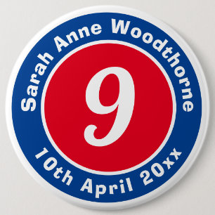 Birthday Commemoration with Name, Age, & Date 6 Cm 6 Cm Round Badge