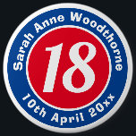 Birthday Commemoration with Name, Age, & Date 6 Cm Round Badge<br><div class="desc">Commemorate a significant birthday with a badge which is decorated with the name of the recipient,  as well as their age,  and date of birth.</div>