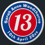 Birthday Commemoration with Name, Age, & Date 6 Cm Round Badge<br><div class="desc">Commemorate a significant birthday with a badge which is decorated with the name of the recipient,  as well as their age,  and date of birth.</div>