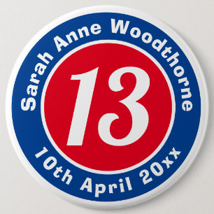 Birthday Commemoration with Name, Age, & Date 6 Cm Round Badge