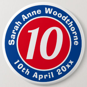 Birthday Commemoration with Name, Age, & Date 6 Cm Round Badge