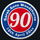 Birthday Commemoration with Name, Age, & Date 6 Cm Round Badge<br><div class="desc">Commemorate a significant birthday with a badge which is decorated with the name of the recipient,  as well as their age,  and date of birth.</div>