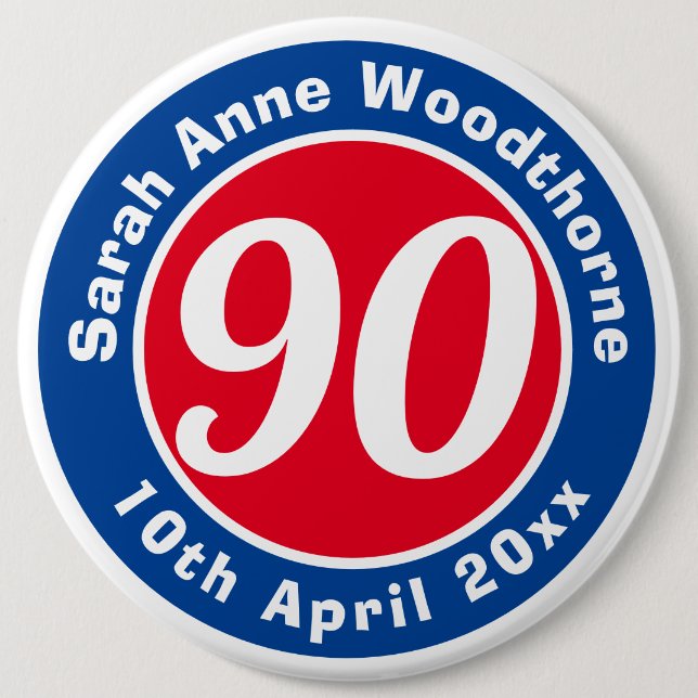 Birthday Commemoration with Name, Age, & Date 6 Cm Round Badge (Front)