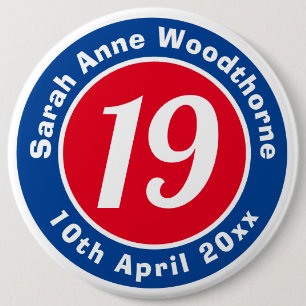 Birthday Commemoration with Name, Age, & Date 6 Cm Round Badge
