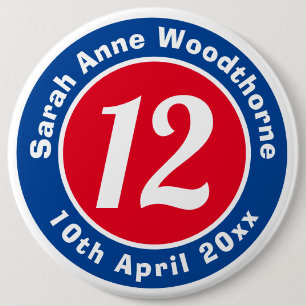 Birthday Commemoration with Name, Age, & Date 6 Cm Round Badge