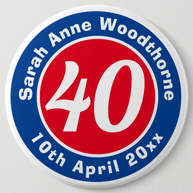 Birthday Commemoration with Name, Age, & Date 6 Cm Round Badge (Front)