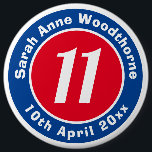Birthday Commemoration with Name, Age, & Date 6 Cm Round Badge<br><div class="desc">Commemorate a significant birthday with a badge which is decorated with the name of the recipient,  as well as their age,  and date of birth.</div>
