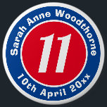 Birthday Commemoration with Name, Age, & Date 6 Cm Round Badge<br><div class="desc">Commemorate a significant birthday with a badge which is decorated with the name of the recipient,  as well as their age,  and date of birth.</div>